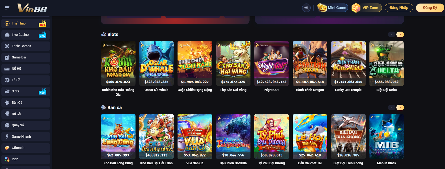 VIN88 có các sảnh game gì đặc sắc?